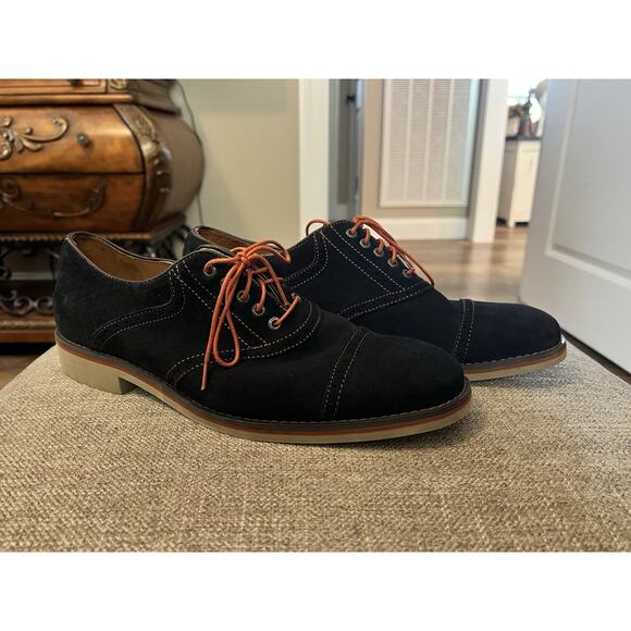 Johnston And Murphy Blue Suede Mens Shoes. Derby Style. Size 10.5. 59-11647 main image 5
